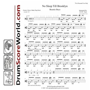Beastie Boys - No Sleep Till Brooklyn - Drum Sheet + Play-Along Track